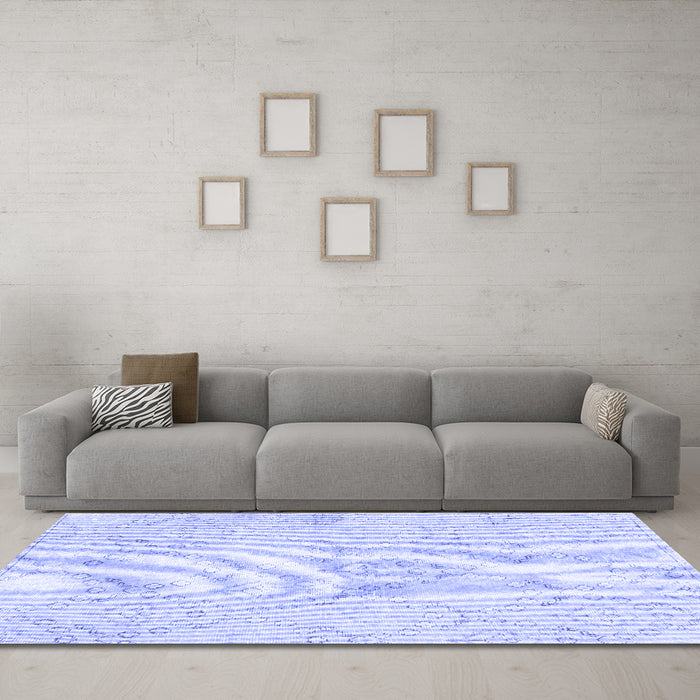 Machine Washable Abstract Blue Contemporary Rug in a Living Room, wshcon2003blu