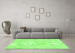 Machine Washable Abstract Green Contemporary Area Rugs in a Living Room,, wshcon2003grn