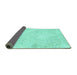 Sideview of Abstract Turquoise Contemporary Rug, con2003turq