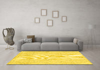 Machine Washable Abstract Yellow Contemporary Rug, wshcon2003yw