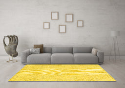 Machine Washable Abstract Yellow Contemporary Rug in a Living Room, wshcon2003yw