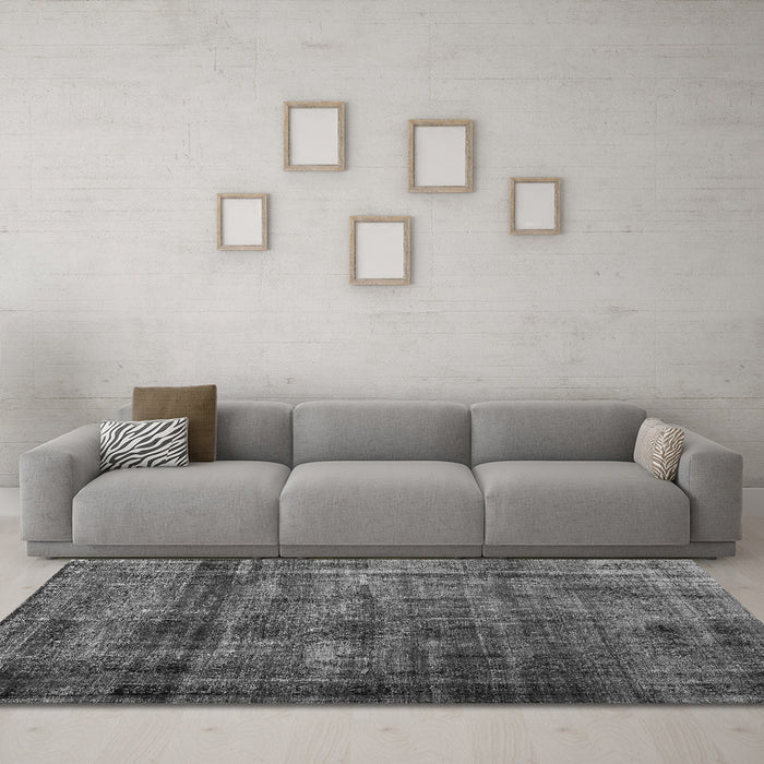 Machine Washable Abstract Gray Contemporary Rug in a Living Room,, wshcon2004gry