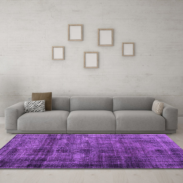 Machine Washable Abstract Purple Contemporary Area Rugs in a Living Room, wshcon2004pur