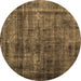 Round Machine Washable Abstract Brown Contemporary Rug, wshcon2004brn