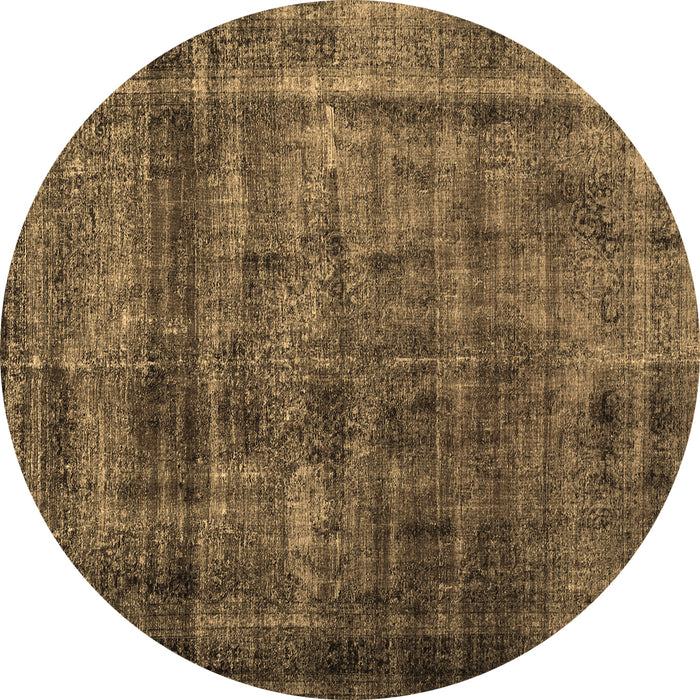 Round Abstract Brown Contemporary Rug, con2004brn