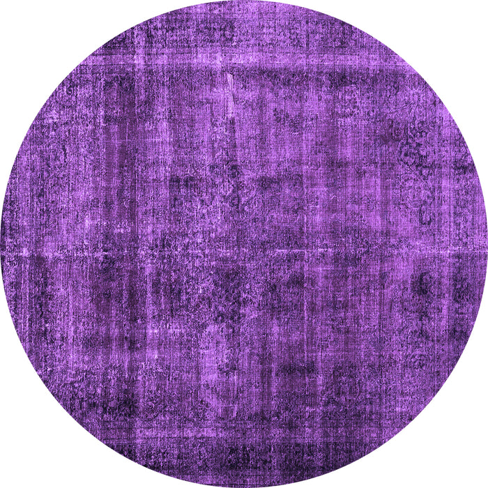 Round Abstract Purple Contemporary Rug, con2004pur