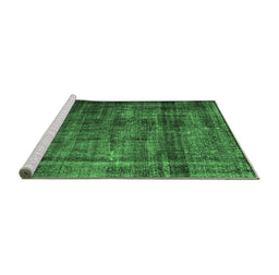 Sideview of Machine Washable Abstract Emerald Green Contemporary Area Rugs, wshcon2004emgrn