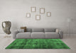 Machine Washable Abstract Emerald Green Contemporary Area Rugs in a Living Room,, wshcon2004emgrn