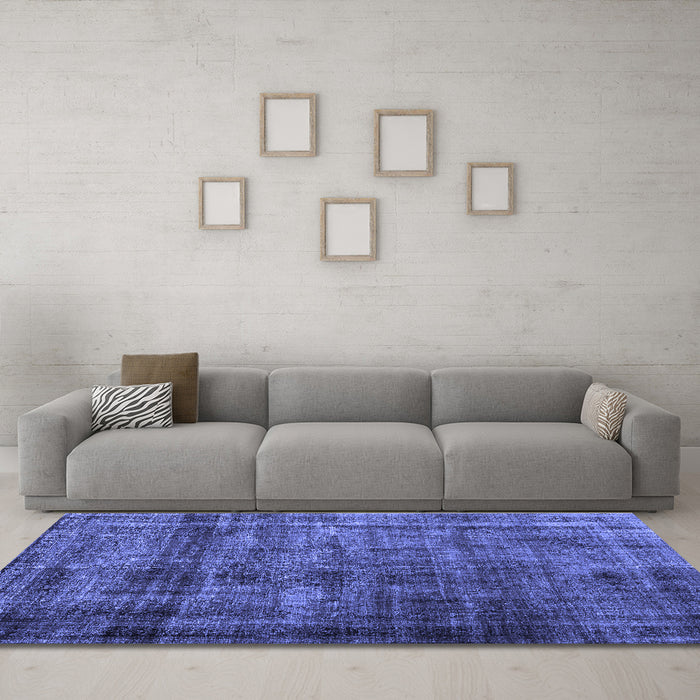 Machine Washable Abstract Blue Contemporary Rug in a Living Room, wshcon2004blu