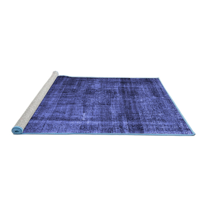 Sideview of Machine Washable Abstract Blue Contemporary Rug, wshcon2004blu