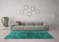 Machine Washable Abstract Turquoise Contemporary Rug, wshcon2005turq