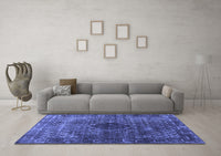 Machine Washable Abstract Blue Contemporary Rug, wshcon2005blu