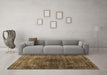 Machine Washable Abstract Brown Contemporary Rug in a Living Room,, wshcon2005brn