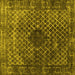 Square Machine Washable Abstract Yellow Contemporary Rug, wshcon2005yw