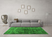 Machine Washable Abstract Green Contemporary Area Rugs in a Living Room,, wshcon2005grn