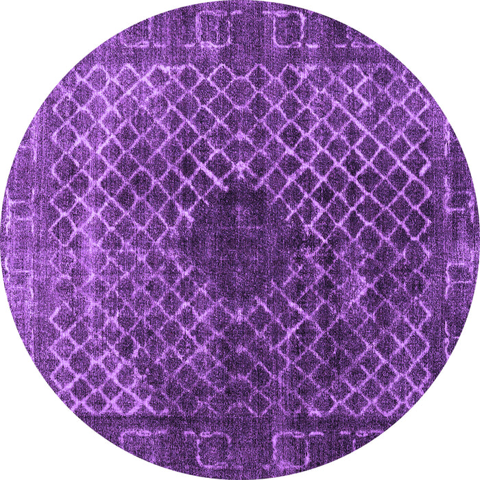 Round Abstract Purple Contemporary Rug, con2005pur
