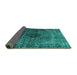 Sideview of Abstract Turquoise Contemporary Rug, con2005turq