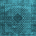 Square Abstract Light Blue Contemporary Rug, con2005lblu