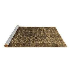 Sideview of Machine Washable Abstract Brown Contemporary Rug, wshcon2005brn
