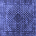 Square Machine Washable Abstract Blue Contemporary Rug, wshcon2005blu