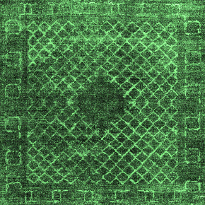 Square Machine Washable Abstract Emerald Green Contemporary Area Rugs, wshcon2005emgrn
