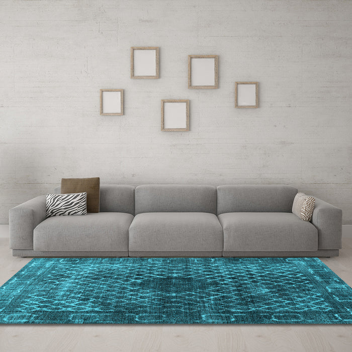 Machine Washable Abstract Light Blue Contemporary Rug in a Living Room, wshcon2005lblu
