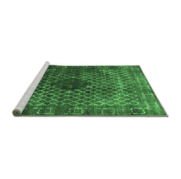 Sideview of Machine Washable Abstract Emerald Green Contemporary Area Rugs, wshcon2005emgrn