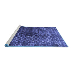 Sideview of Machine Washable Abstract Blue Contemporary Rug, wshcon2005blu