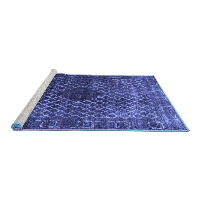 Sideview of Machine Washable Abstract Blue Contemporary Rug, wshcon2005blu