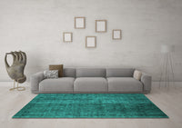 Machine Washable Abstract Turquoise Contemporary Rug, wshcon2006turq