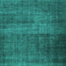 Square Abstract Turquoise Contemporary Rug, con2006turq