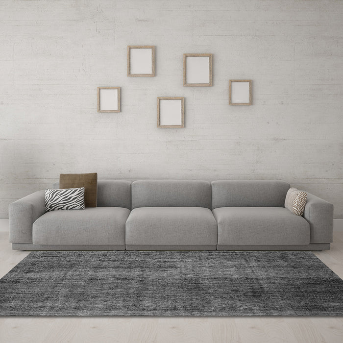 Machine Washable Abstract Gray Contemporary Rug in a Living Room,, wshcon2006gry