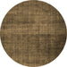 Round Abstract Brown Contemporary Rug, con2006brn