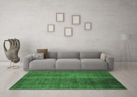 Machine Washable Abstract Emerald Green Contemporary Rug, wshcon2006emgrn