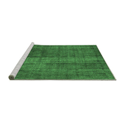 Sideview of Machine Washable Abstract Emerald Green Contemporary Area Rugs, wshcon2006emgrn