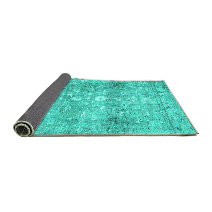 Sideview of Abstract Turquoise Contemporary Rug, con2007turq