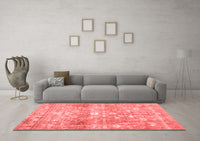 Machine Washable Abstract Red Contemporary Rug, wshcon2007red