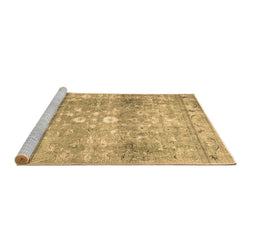 Sideview of Machine Washable Abstract Brown Contemporary Rug, wshcon2007brn