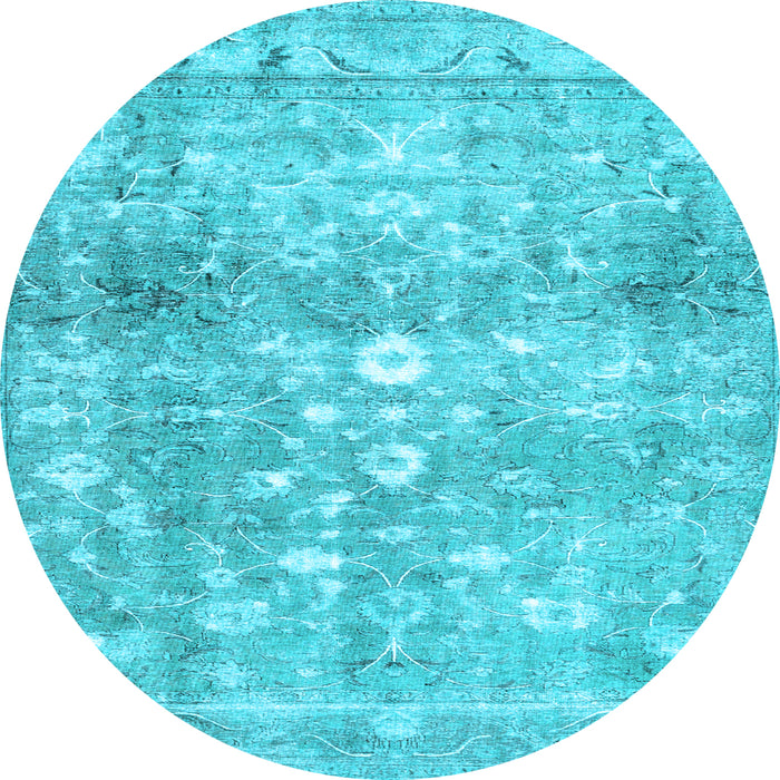 Round Machine Washable Abstract Light Blue Contemporary Rug, wshcon2007lblu