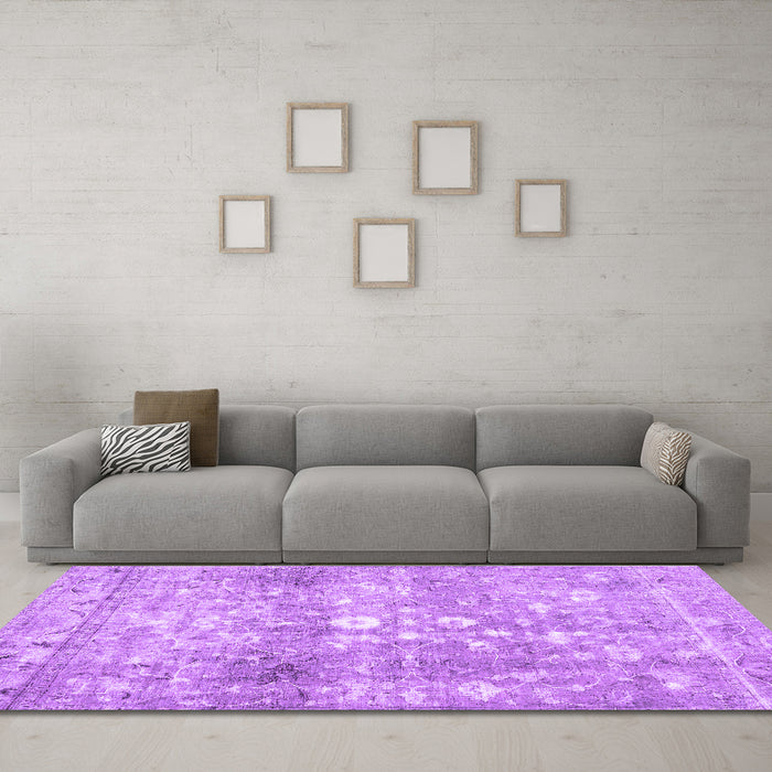 Machine Washable Abstract Purple Contemporary Area Rugs in a Living Room, wshcon2007pur