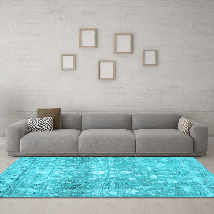 Machine Washable Abstract Light Blue Contemporary Rug in a Living Room, wshcon2007lblu