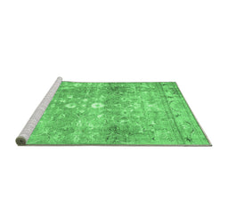 Sideview of Machine Washable Abstract Emerald Green Contemporary Area Rugs, wshcon2007emgrn