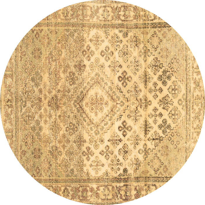Round Abstract Brown Contemporary Rug, con2008brn