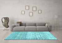 Machine Washable Abstract Light Blue Contemporary Rug, wshcon2008lblu