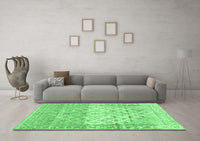 Machine Washable Abstract Emerald Green Contemporary Rug, wshcon2008emgrn