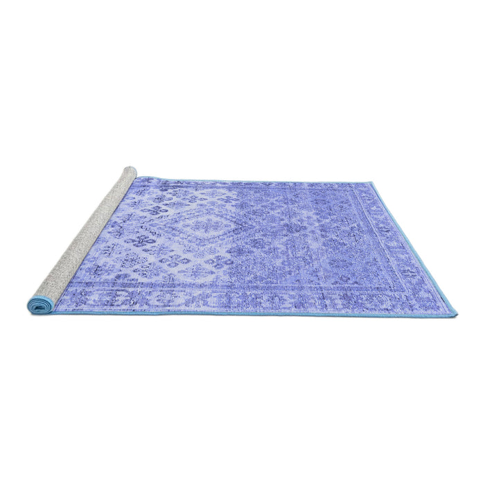Sideview of Machine Washable Abstract Blue Contemporary Rug, wshcon2008blu