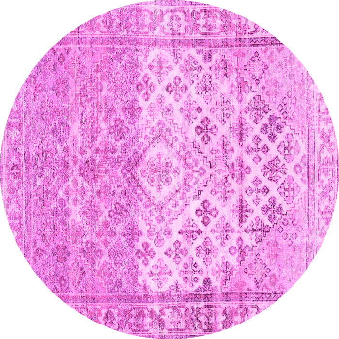 Round Machine Washable Abstract Pink Contemporary Rug, wshcon2008pnk