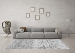 Machine Washable Abstract Gray Contemporary Rug in a Living Room,, wshcon2008gry