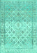 Machine Washable Abstract Turquoise Contemporary Area Rugs, wshcon2008turq