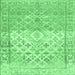 Square Machine Washable Abstract Emerald Green Contemporary Area Rugs, wshcon2008emgrn